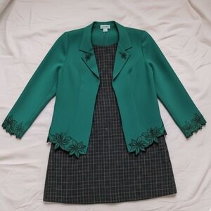 Vintage Anthony Richards Size 10‎ Green Vintage Blazer Holiday Christmas